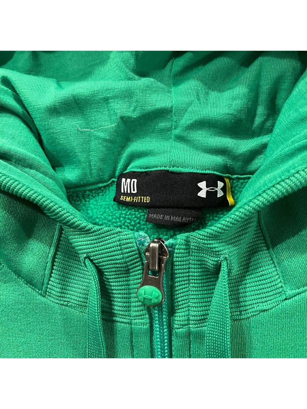 Under Armour Vibrant Green Pink Logo Full-Zip Hoodie Womens Size Medium - Picture 3 of 4